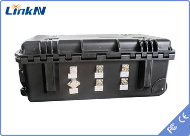 COFDM koffer videoreceiver 4-kanaal IP65 met batterij en display AES256 H.264 DC 12V